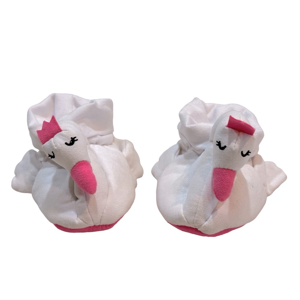 Adorable‎ White & Pink Swan Baby Booties Newborn